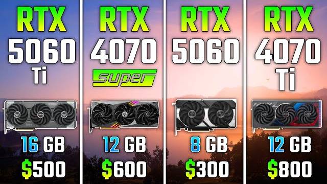 RTX 5060 Ti vs RTX 4070 SUPER vs RTX 5060 vs RTX 4070 Ti | Test in 7 Games