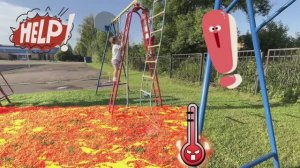 Для детей. Пол - это лава. Артём и Милана гуляют под весёлую музыку. Песенки детям.