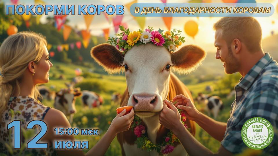 Кормление коров онлайн в День благодарности коровам, 12.07.2025г., Планета коров