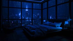 Шум Дождя в Ночной Спальне | Дождь за Панорамным Окном для Сна и Снятия Стресса