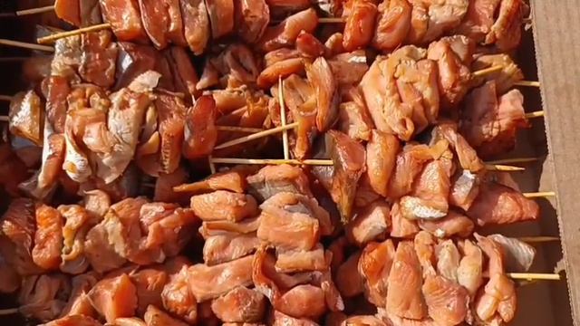 Шашлык из филе Горбуши на шпажках