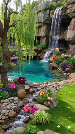 Двор мечты: сад, где шепчут листья и поют камни 🌿🌸