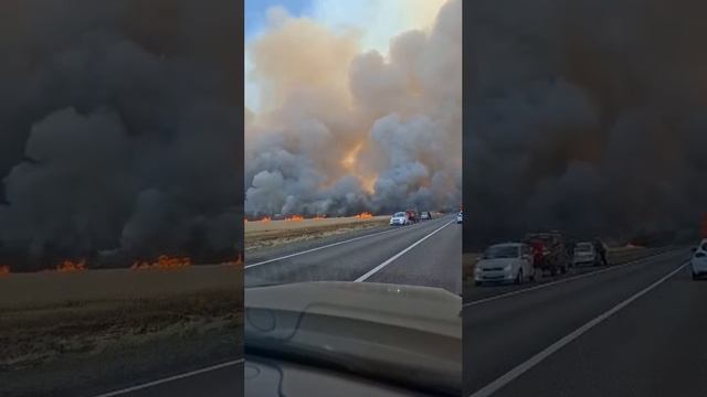 Устрашающие кадры пожара недалеко от города Шахты. 🔥