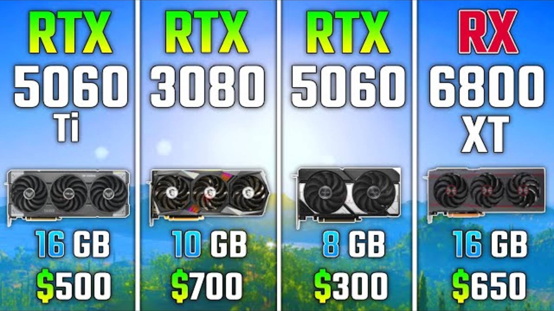RTX 5060 Ti vs RTX 3080 vs RTX 5060 vs RX 6800 XT | Test in 7 Games
