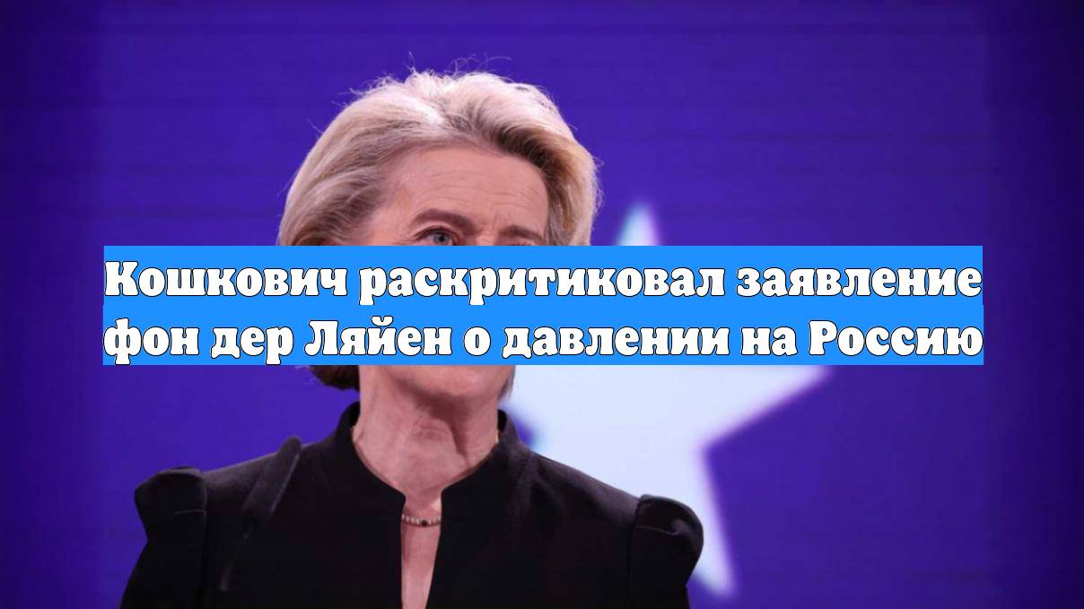 Кошкович раскритиковал заявление фон дер Ляйен о давлении на Россию