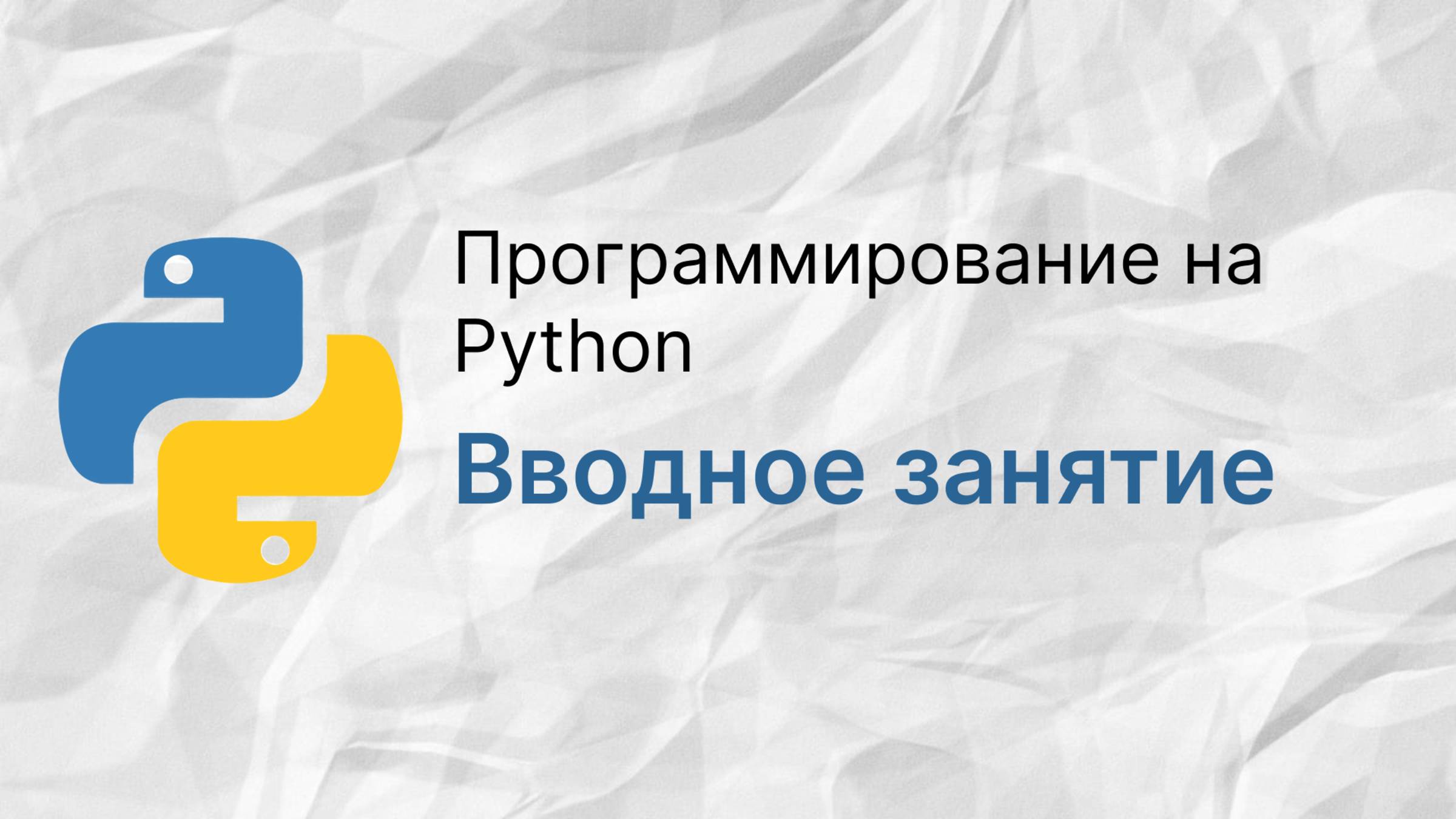 Программирование на Python. Вводное занятие