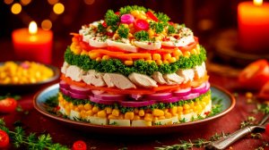 Яркий, простой в приготовлении и невероятно вкусный САЛАТ РАДУГА на день рождения [Семейные рецепты]