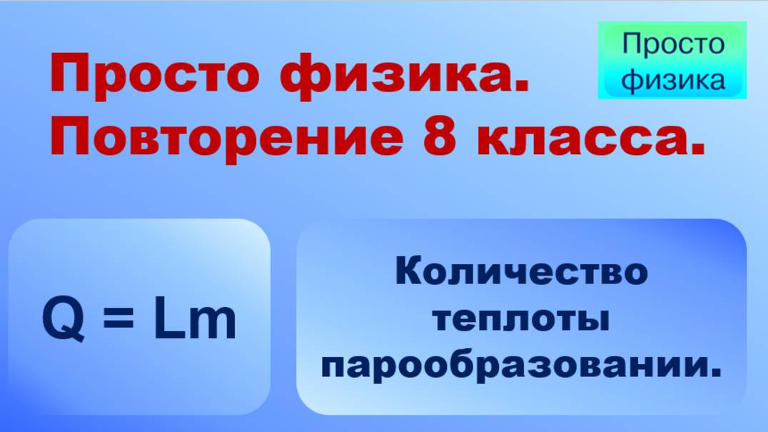 Повторение 8 класса. Физика. Парообразование.