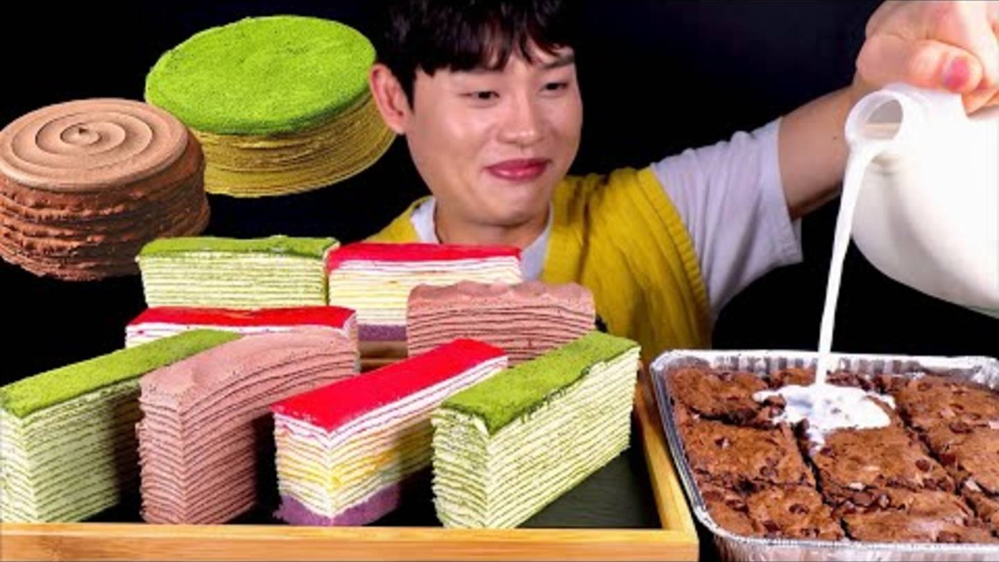 ASMR. Блинный торт. Шоколадный торт с молоком смотреть онлайн