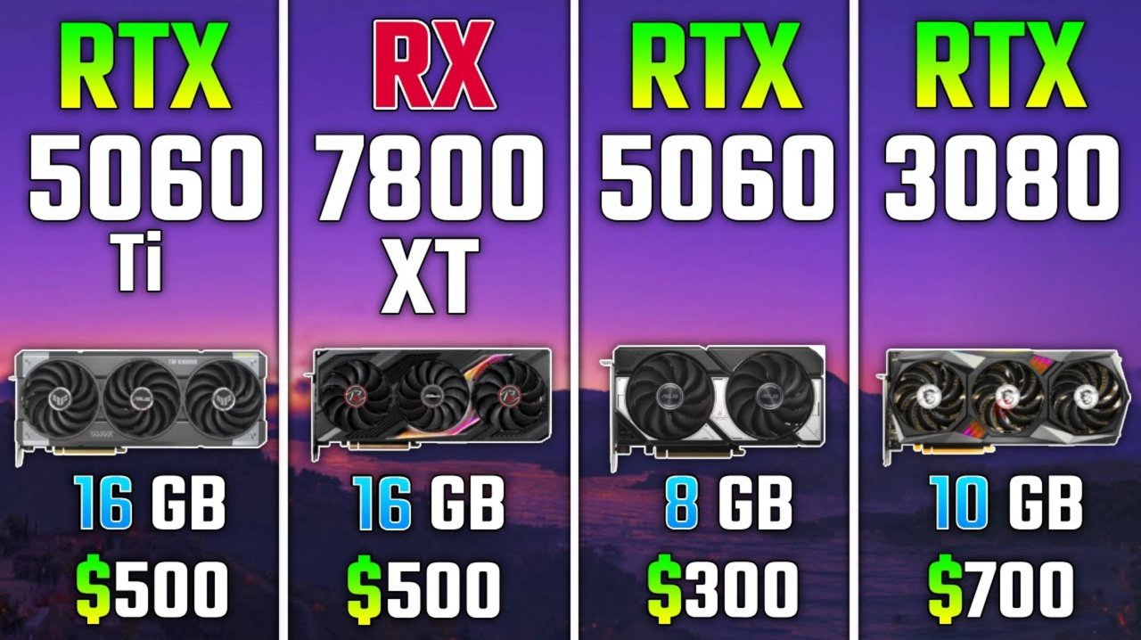 RTX 5060 Ti vs RX 7800 XT vs RTX 5060 vs RTX 3080 | Test in 7 Games