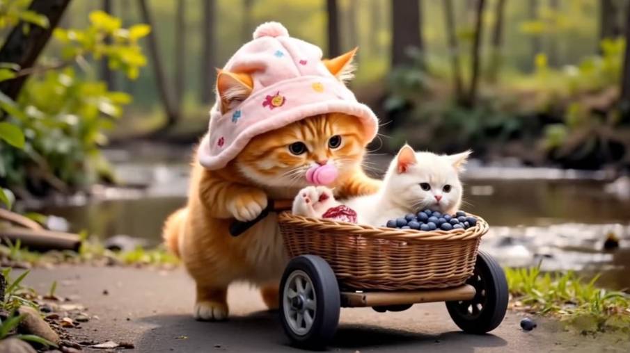 🐾 Рыжий котенок спасает раненого котенка  💖 возвращает ее домой и заботится о больной маме-кошке!