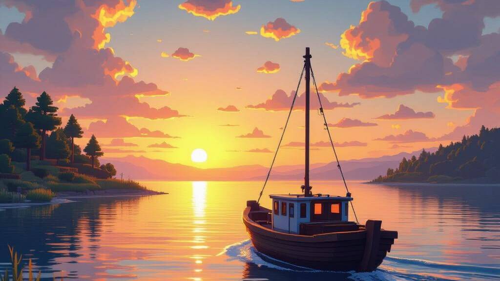 🌅 Закатный путь к берегу