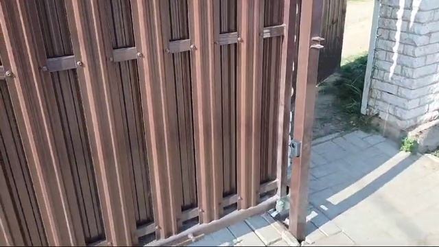 Ворота откатные "Штакетник Шахматка"