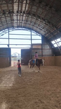 Татьяна и Каспер, пробуем рысить на корде, на первом занятии.