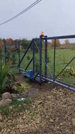 Ворота откатные Штакетник калиткой внутри
