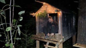 Провёл Ночь Один в Диком Лесу в Доме из Плёнки.Готовлю Вкуснейший Шашлык.