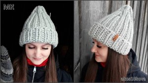 Шапка Колокольчик из толстых нитей спицами. Мастер-класс. Вязание