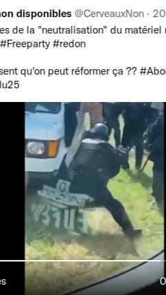 2.1Nouvelles images de la neutralisation du matériel musical par la gendarmerie... Freeparty redon -