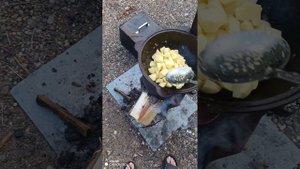 готовим ужин на казане, тушёная картошка