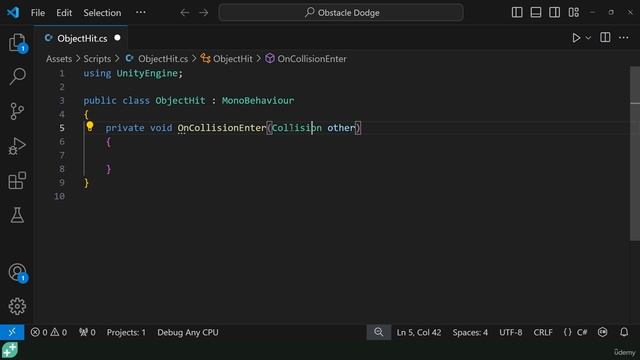 19 Using OnCollisionEnter()