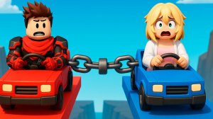 Машинки на цепях ! Испытания для двоих в Chained Cars 2 Player Obby Роблокс !