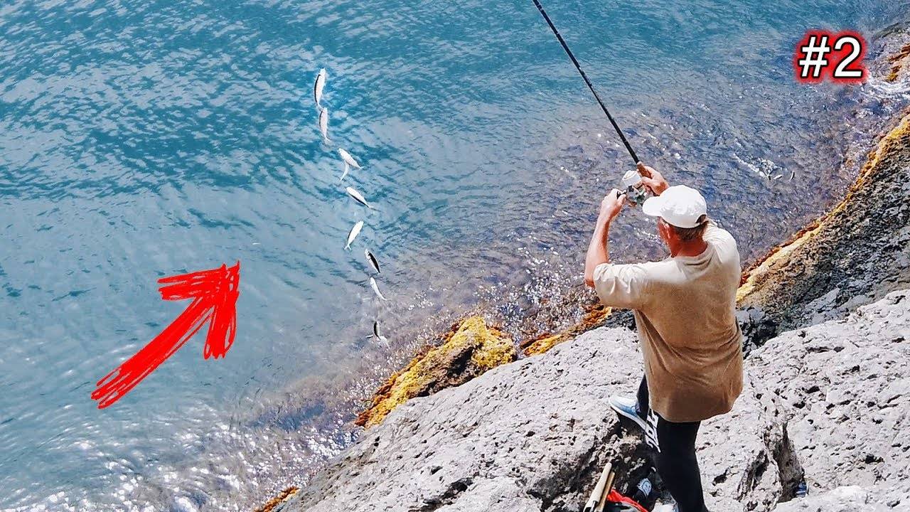 10 РЫБ ЗА РАЗ - местные ловят рыбу в море! Морская рыбалка в Крыму - ловля ставриды. Новый Свет