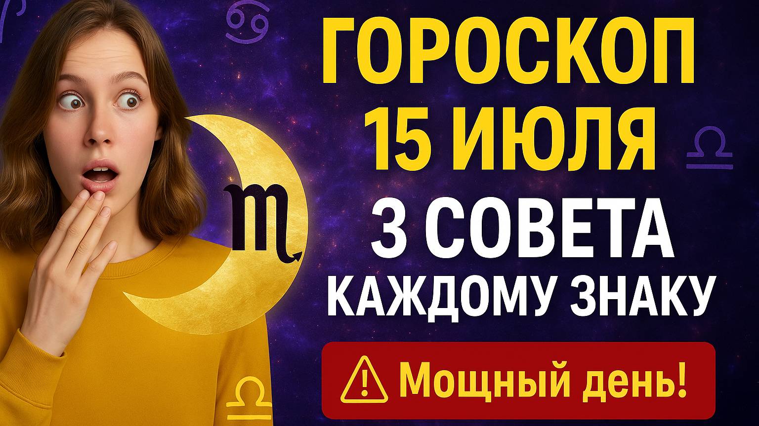 🌟 ГОРОСКОП на СЕГОДНЯ (15 июля 2025) — СЕГОДНЯ ВСЁ РЕШАЕТСЯ! + 3 СОВЕТА ДЛЯ КАЖДОГО ЗНАКА!