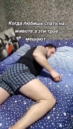 Когда любишь спать на животе, а эти трое мешают