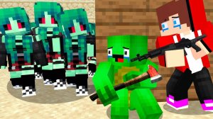 Джей Джей и Майки против девушек-зомби в Майнкрафт | Мультфильм Minecraft