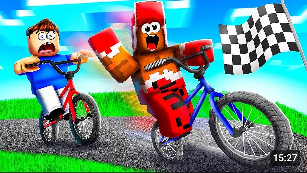 Обгони НА ВЕЛОСИПЕДЕ Друга в Роблокс! Roblox