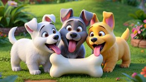 27 Мультик, песенка про трех щенят и косточку