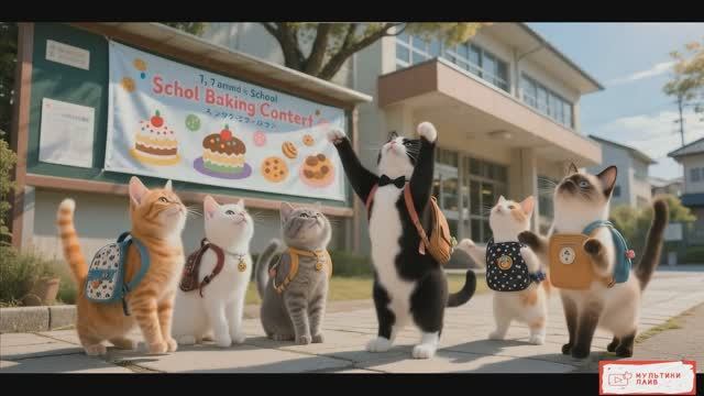 Мультики про Котёнка который учиться готовить печенье. Приключения котенка. Мультики из нейросети.