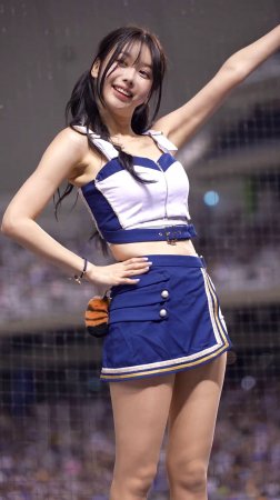 Charming smile of Cheerleader Fubon Angels baseball team from Taiwan