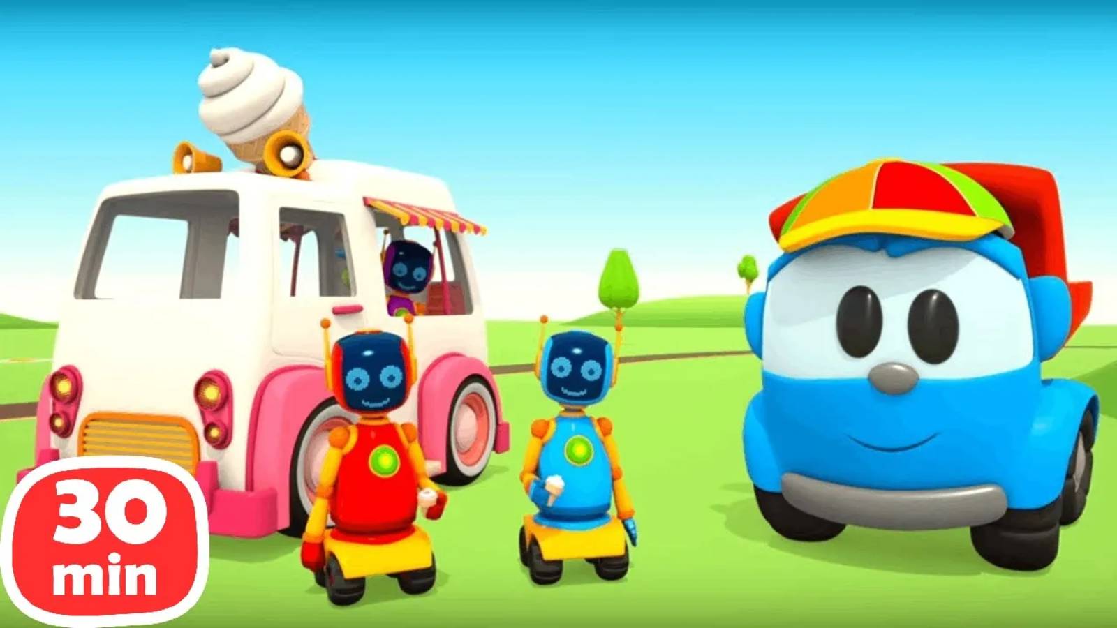 Фургон с мороженым и сбор урожая Грузовичок Лева и игры в конструктор для детей