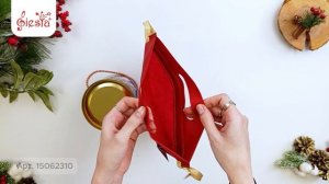 Подарочный мешок "Золотые шишки" золото на красном, 1300 г, новогодняя упаковка