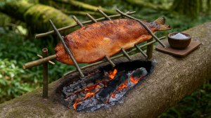 Дикая рыба, копчёная под сосной и запечённая на вертеле ручной работы