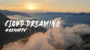 Relaxing Flight Through Clouds at Sunset