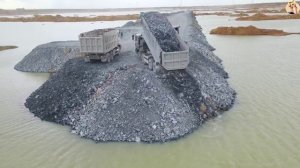 Строительство, дорога на озере очередной обзор