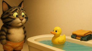 Котик MAX принимает водные процедуры