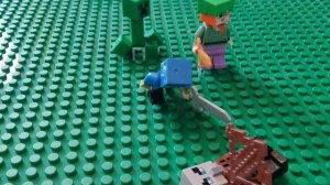 Лего анимация Minecraft. Атака мобов. Stop motion animation