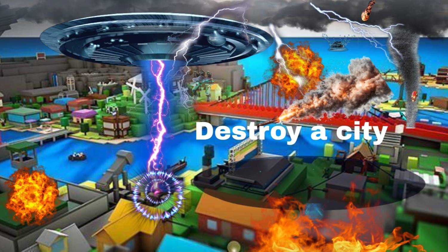 Я разрушил город в роблоксе в игре destroy a city!