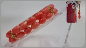 Собираю браслет и серьги из коралловых бусин. Коралловый комплект.