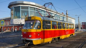 Трамвай Tatra T3SU-1075. Покатушки по Барнаулу.