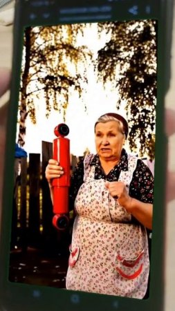 Бабка отбивается от гусей амортизатором тантал