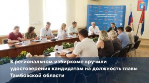 В региональном избиркоме вручили удостоверения кандидатам на должность главы Тамбовской области