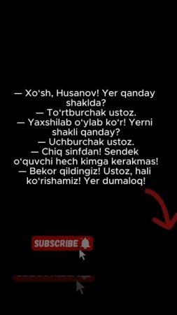 — Xo‘sh, Husanov! Yer qanday shaklda