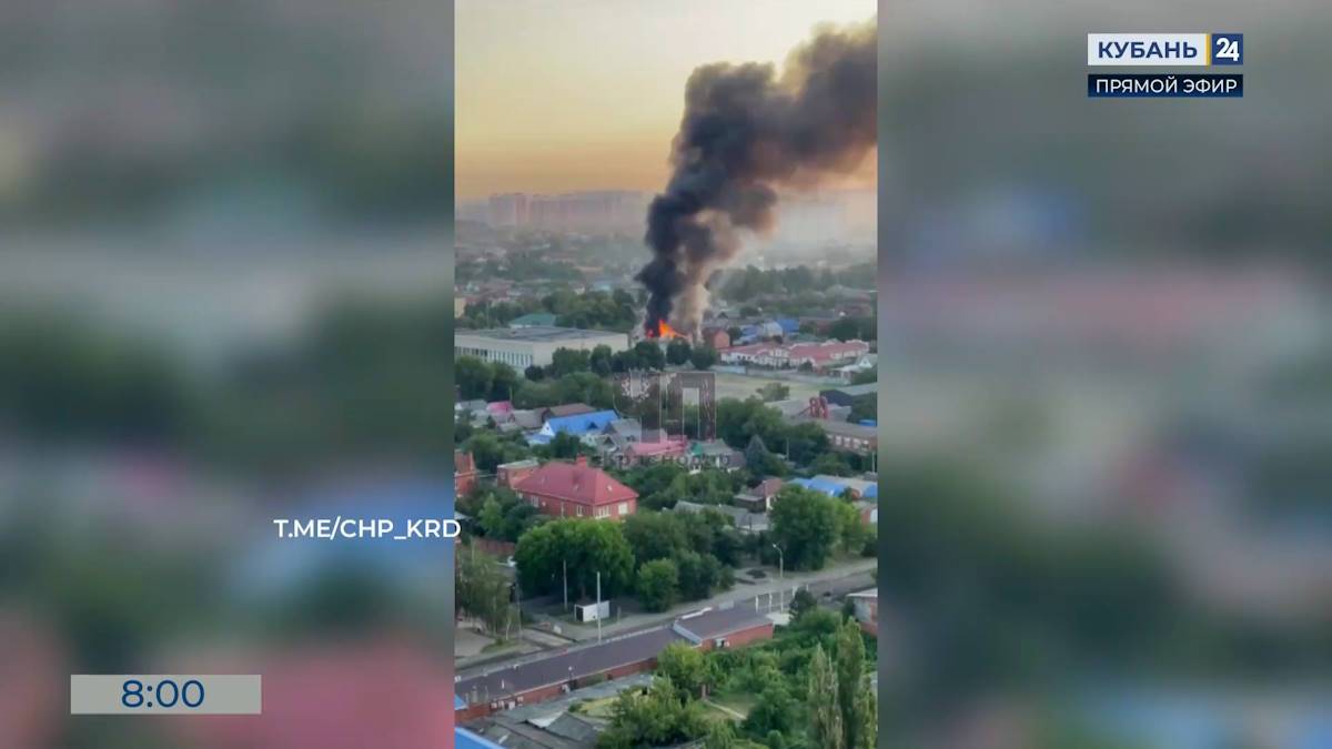 В Краснодаре загорелся магазин покрышек с шиномонтажом