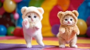 котята в смешных шапках