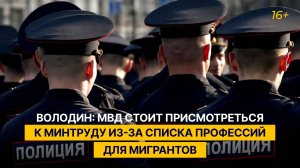 Володин: МВД стоит присмотреться к Минтруду из-за списка профессий для мигрантов