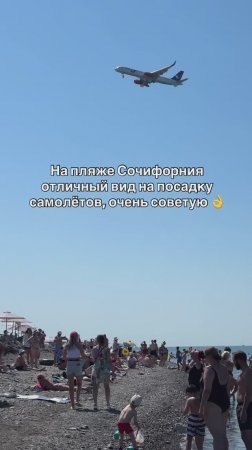 С пляжа Сочифорния отличный вид на посадку самолётов, очень советую 👌